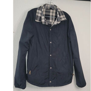 Reversible DC Jacket Solid Black with Plaid Colar Reverses to Plaid Men's Small